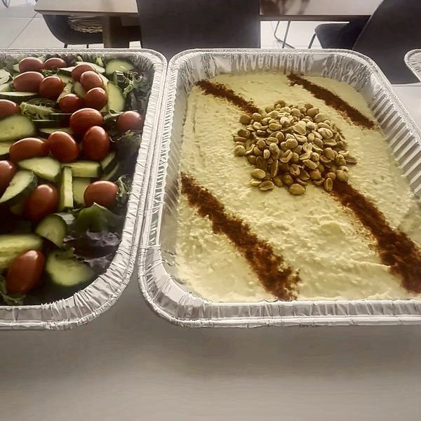 Salad and hummus trays